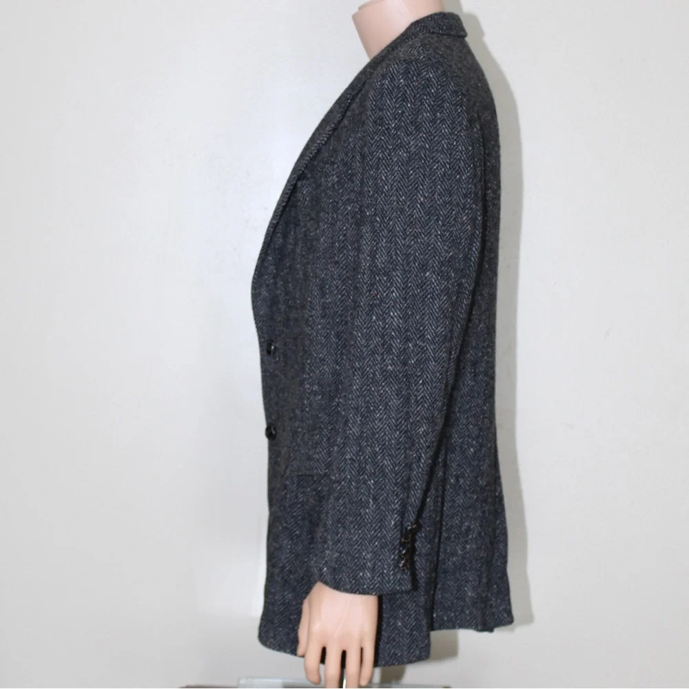 Vintage Kuppenheimer Gray Tweed Wool Herringbone 2 Button Blazer Men’s 44 Long